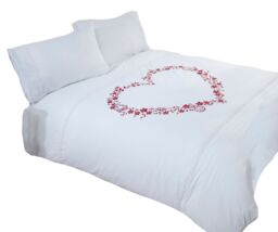 Rapport Home Hearts Design Polycotton Duvet Cover Set With Pillowcase in White - Size: Double - thumbnail 3