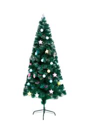 Shatchi 5Ft/150cm Pastel Stars & Baubles Fibre Optic Christmas Tree LED Pre-Lit in Green - Size: 5ft - thumbnail 3