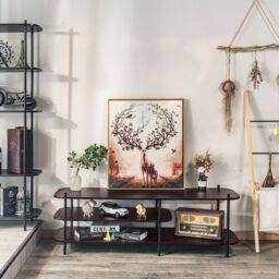 Nordlys Industrial Design TV Stand with Wooden Storage in Brown - thumbnail 4