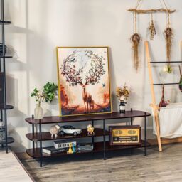 Nordlys Industrial Design TV Stand with Wooden Storage in Brown - thumbnail 2