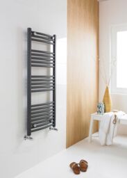 Balterley Heated Vertical Towel Curved Rail 1689 BTU, 1150mmx500mm - Anthracite in Grey - thumbnail 2