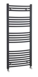 Balterley Heated Vertical Towel Curved Rail 1689 BTU, 1150mmx500mm - Anthracite in Grey