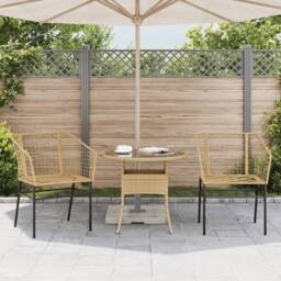 Berkfield Home Beautiful Garden Chairs 2 pcs Brown Poly Rattan in Tan - thumbnail 1
