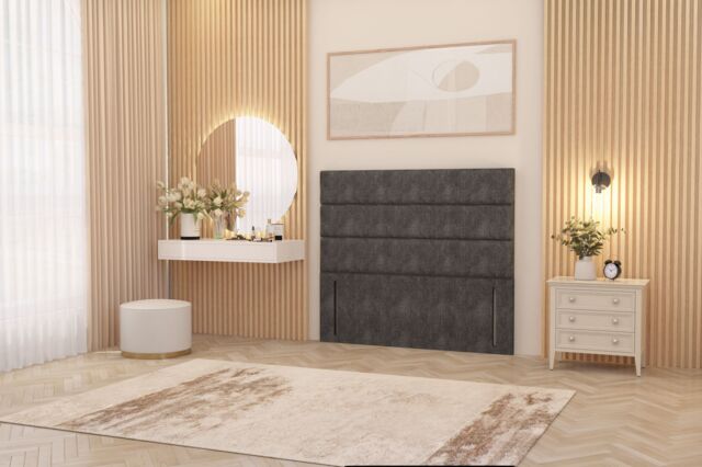 "Somnior Chambery 54"" Floor Standing Divan Headboard Upholstered Tweed Fabric in Charcoal - Size: Single" - image 1