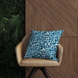 Warren Reed - Designer Watercolour Leopard Print Outdoor Cushion in Blue - Size: 60 cm x 60 cm - thumbnail 2