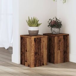 Berkfield Home Plant Stands 2 pcs Old Wood 20x20x30 cm Engineered Wood in Brown - Size: 20 x 20 x 30 cm - thumbnail 1