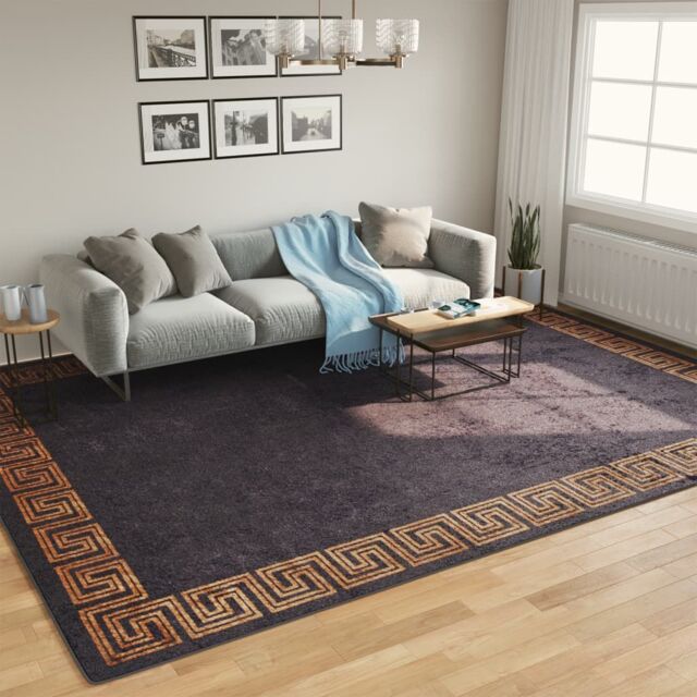 Berkfield Home Rug Washable Black & Gold 400x300 cm Anti Slip - Size: 100 cm diameter - image 1