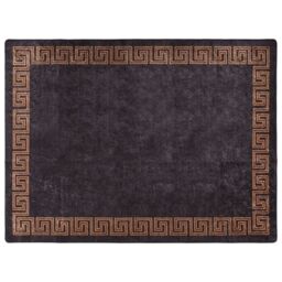 Berkfield Home Rug Washable Black & Gold 400x300 cm Anti Slip - Size: 100 cm diameter - thumbnail 2