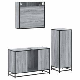 Berkfield Home Durable 3 Piece Bathroom Furniture Set Grey Sonoma Engineered Wood - thumbnail 8