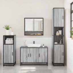 Berkfield Home Durable 3 Piece Bathroom Furniture Set Grey Sonoma Engineered Wood - thumbnail 1
