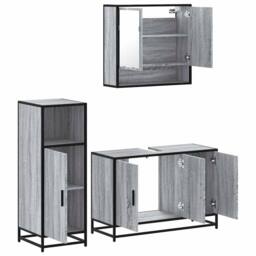 Berkfield Home Durable 3 Piece Bathroom Furniture Set Grey Sonoma Engineered Wood - thumbnail 6