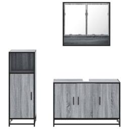 Berkfield Home Durable 3 Piece Bathroom Furniture Set Grey Sonoma Engineered Wood - thumbnail 5
