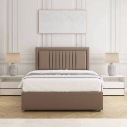 "BSSPOKE Canes Plush Velvet Divan Bed 24"" Headboard & 4Drawers & Mattress in Bronze - Size: King" - thumbnail 2