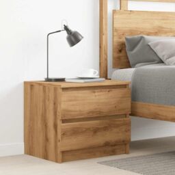 Berkfield Home Bedside Cabinet Artisan Oak 50x40x43.5 cm Engineered Wood in Brown - thumbnail 3
