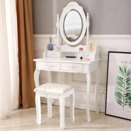 PAWNORA Dressing Table Chair Vanity Stool A Beige - Size: 0.6m2 - thumbnail 5