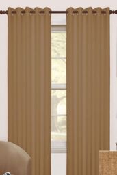 Homescapes Thermal Blackout Eyelet Curtain Pair in Brown - Size: 228 cm width x 183 cm drop - thumbnail 1