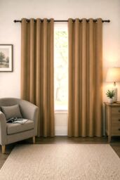Homescapes Thermal Blackout Eyelet Curtain Pair in Brown - Size: 228 cm width x 183 cm drop - thumbnail 2