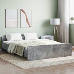 Berkfield Home Bed Frame with Headboard & Footboard Concrete Grey 150x200 cm King Size