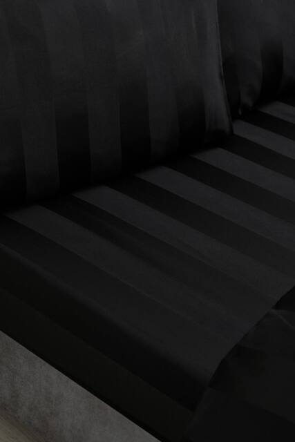 Catherine Lansfield 'So Soft Satin Stripe' Fitted Sheet in Black - Size: King - image 1