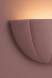 ValueLights Leonardo Scallop Curve Ceramic Flush Wall Sconce Light with Bulb in Dusty Pink - thumbnail 3
