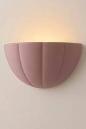 ValueLights Leonardo Scallop Curve Ceramic Flush Wall Sconce Light with Bulb in Dusty Pink - thumbnail 5