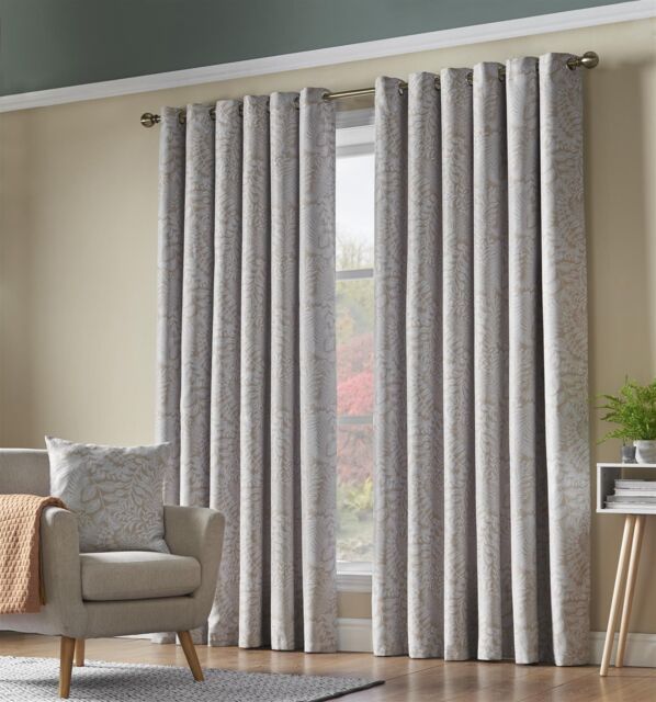 Luxury Living Fern Blackout Ring Top Curtains in Cream - Size: 110 cm width x 137 cm drop - image 1