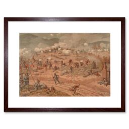 "Artery8 Wall Art Print Thulstrup Battle Allatoona Pass USA American Civil War Framed in Brown - Size: W7"" x H9""" - thumbnail 1