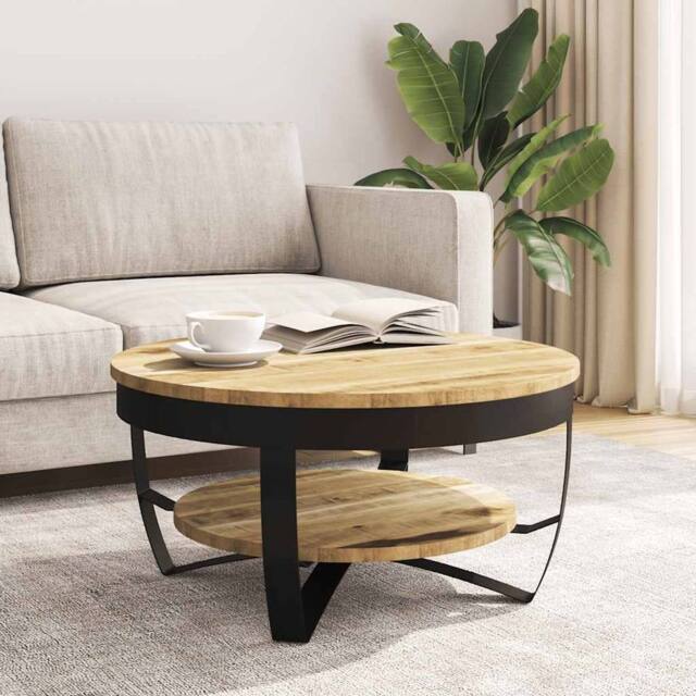Berkfield Home Beautiful Coffee Table Solid Rough Mango Wood 65x32 cm in Brown - image 1