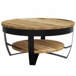 Berkfield Home Beautiful Coffee Table Solid Rough Mango Wood 65x32 cm in Brown - thumbnail 3