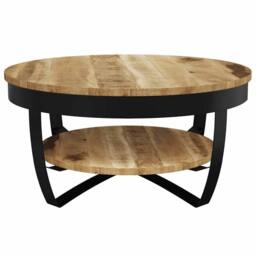 Berkfield Home Beautiful Coffee Table Solid Rough Mango Wood 65x32 cm in Brown - thumbnail 6