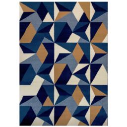 Kukoon Navy Blue Diamond Geometric Living Area Rug - Size: 80 cm x 150 cm - thumbnail 1