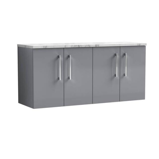 Balterley Level 1200mm Wall Hung 4 Drawer Unit, Laminate Worktop - Satin Grey - image 1