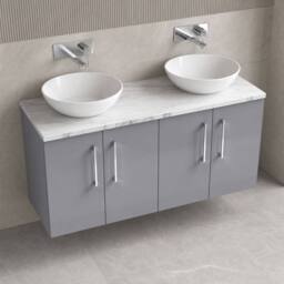 Balterley Level 1200mm Wall Hung 4 Drawer Unit, Laminate Worktop - Satin Grey - thumbnail 3