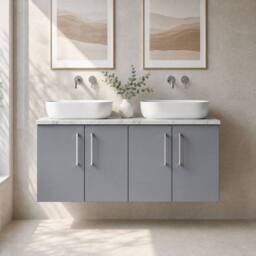 Balterley Level 1200mm Wall Hung 4 Drawer Unit, Laminate Worktop - Satin Grey - thumbnail 6