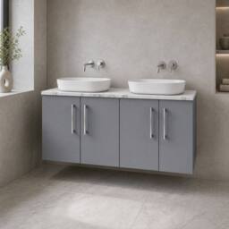 Balterley Level 1200mm Wall Hung 4 Drawer Unit, Laminate Worktop - Satin Grey - thumbnail 4