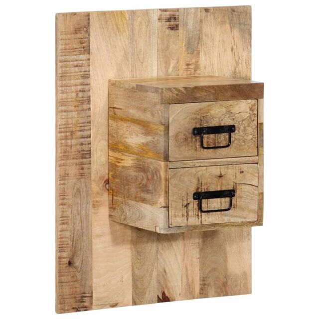 Berkfield Home Bedside Cabinet 60x32x80 cm Solid Rough Wood Mango in Brown - Size: 60 x 32 x 80 cm - image 1