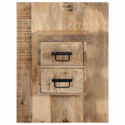 Berkfield Home Bedside Cabinet 60x32x80 cm Solid Rough Wood Mango in Brown - Size: 60 x 32 x 80 cm - thumbnail 2