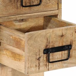 Berkfield Home Bedside Cabinet 60x32x80 cm Solid Rough Wood Mango in Brown - Size: 60 x 32 x 80 cm - thumbnail 7