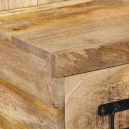 Berkfield Home Bedside Cabinet 60x32x80 cm Solid Rough Wood Mango in Brown - Size: 60 x 32 x 80 cm - thumbnail 6