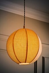 ValueLights Belle Woven Fabric Ball Easy Fit Ceiling Pendant Lamp Shade in Natural - thumbnail 2