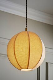 ValueLights Belle Woven Fabric Ball Easy Fit Ceiling Pendant Lamp Shade in Natural - thumbnail 1