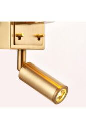 Netlighting Harvey 1 Light Indoor Wall Light Satin Brushed Gold Vintage White Faux Silk E14 - thumbnail 4