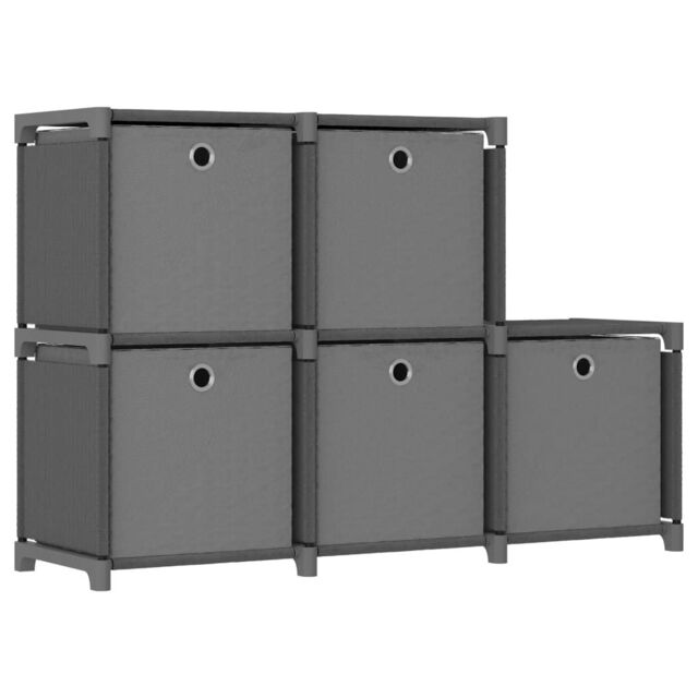 Berkfield Home 5-Cube Display Shelf with Boxes Grey 103x30x72.5 cm Fabric - image 1