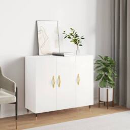 Berkfield Home Sideboard White 90x34x80 cm Engineered Wood - Size: 90 x 34 x 80 cm - thumbnail 2