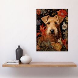 Artery8 Golden Sealyham Terrier Dog On Elegant Floral Backdrop William Morris Style Pattern Artwork Large Wall Unframed Art Poster Print Thick Paper - thumbnail 4