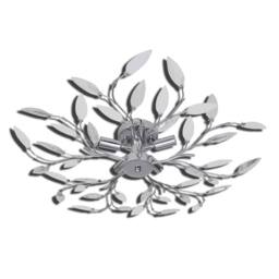 Berkfield Home Transparent&White Ceiling Lamp Acrylic Crystal Leaf Arms 5 E14 Bulbs in White - thumbnail 4