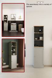 Home Discount Bath Vida Priano 3 Open Shelves & 2-Tier Door Storage Tall Cabinet Storage Bathroom Furniture 1600 x 400 x 380 mm in Grey - thumbnail 6