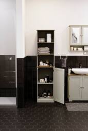 Home Discount Bath Vida Priano 3 Open Shelves & 2-Tier Door Storage Tall Cabinet Storage Bathroom Furniture 1600 x 400 x 380 mm in Grey - thumbnail 5
