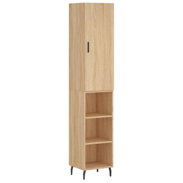 Berkfield Home Highboard Sonoma Oak 34.5x34x180 cm Engineered Wood in Brown - image 1