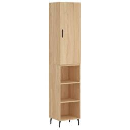 Berkfield Home Highboard Sonoma Oak 34.5x34x180 cm Engineered Wood in Brown - thumbnail 1
